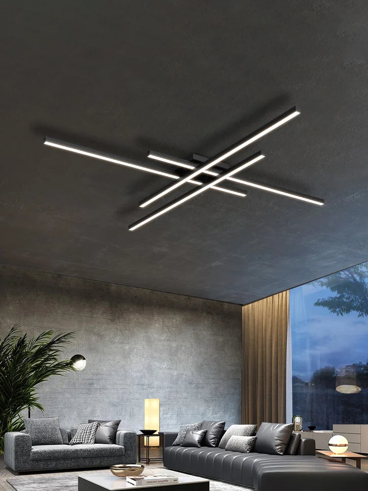 Afralia™ Black Chandelier LED Ceiling Lamp for Master Bedroom Living Room Energy Saving Light