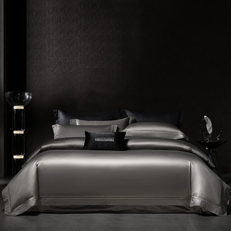 Afralia™ Satin 1400TC Egyptian Cotton Bedding Set - Duvet Cover, Bed Sheet, Fitted Sheet, Pillowcases