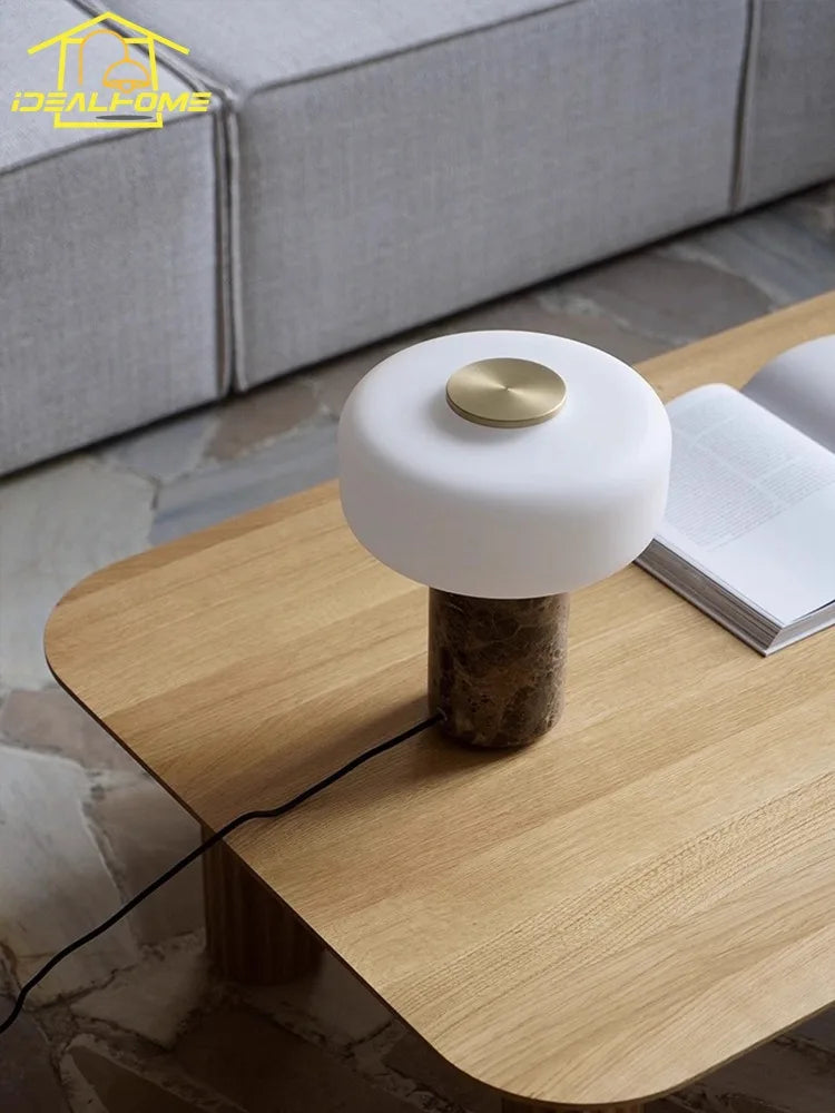 Afralia™ Glass Marble Table Lamp LED Atmosphere Desk Light for Living Room Bedroom