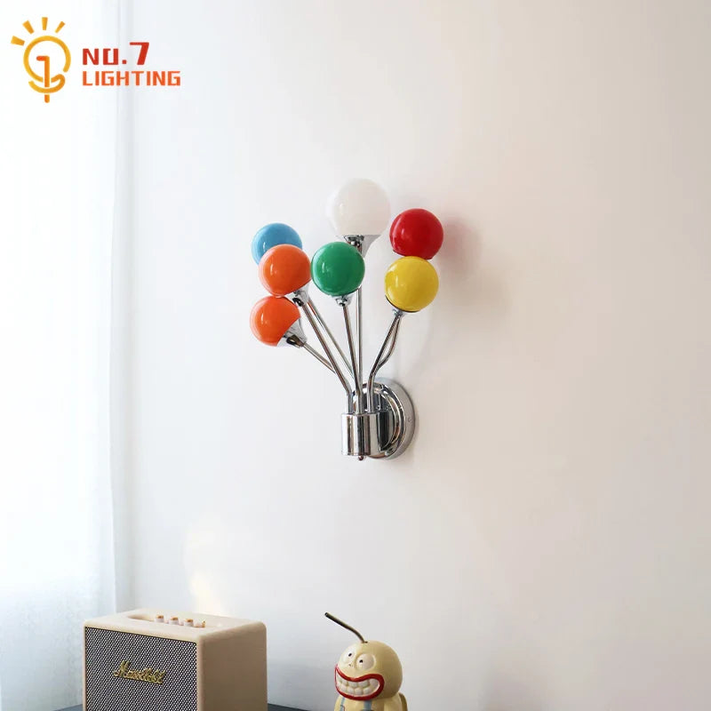 Afralia™ Rainbow Balloon Wall Lamp for Bauhaus Style Bedroom Decor