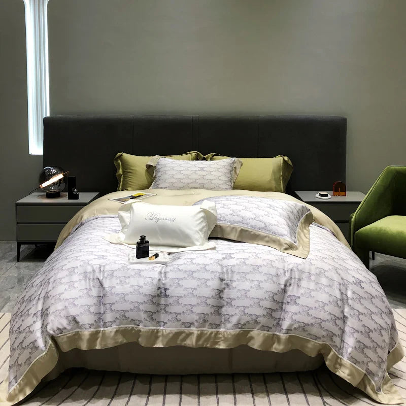 Afralia™ Eucalyptus Lyocell Flowers Duvet Set with Sheet & Pillowcases