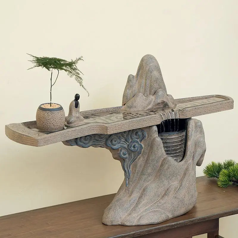 Afralia™ Zen Water Circulation Tea Room Chinese Study Desk Ornament