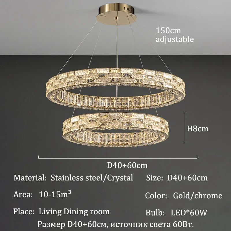 Afralia™ Crystal Chandeliers Led Lights Ceiling Lamp Suspension Chandelier Luxury Home Decor