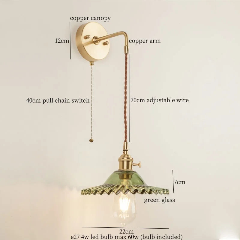 Afralia™ Nordic Glass LED Wall Lamps Copper Arm Wandlamp
