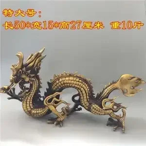 Afralia™ Large Copper Dragon Ornament Feng Shui Craft Gift Antique Collectible