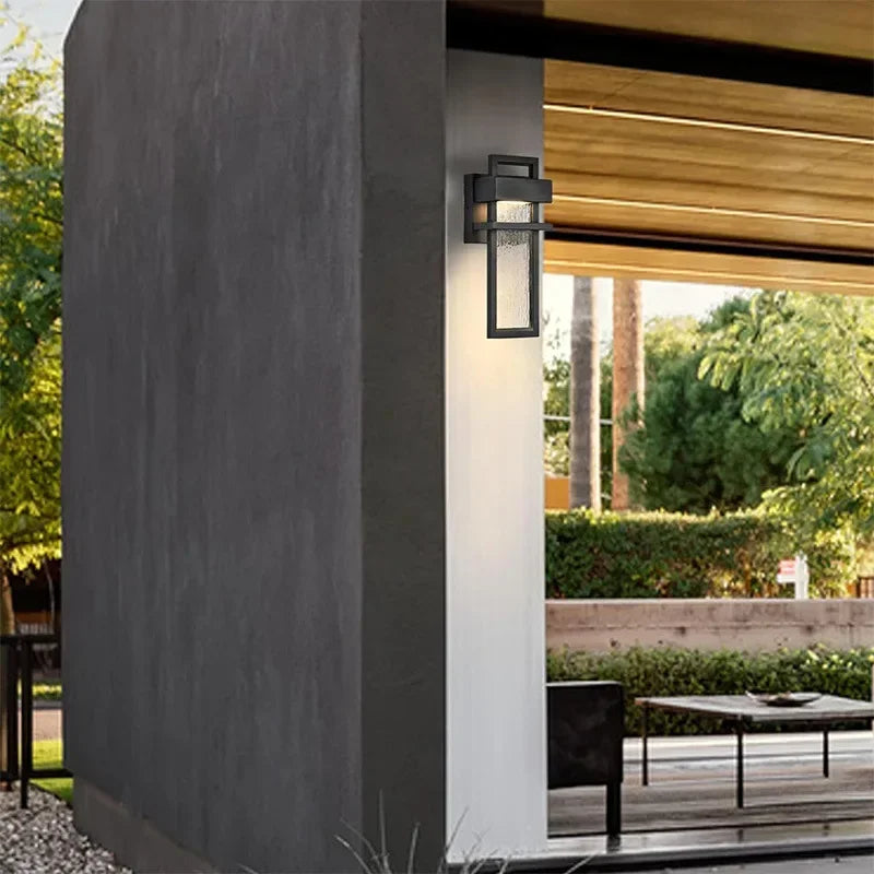 Afralia™ Outdoor LED Wall Sconce 12W Black Aluminum Waterproof Porch Light