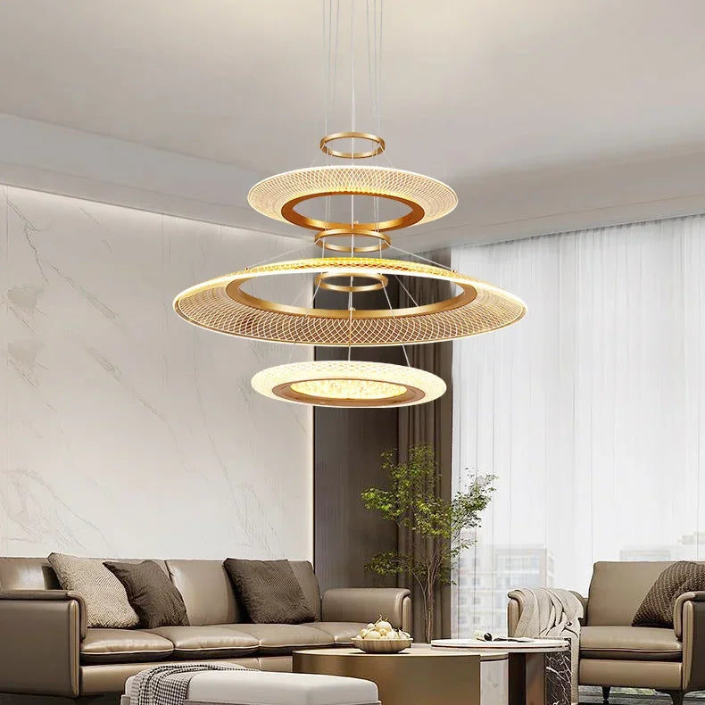 Afralia™ LED Ring Ceiling Chandelier: Luxury Villa Pendant Light for Living & Dining Rooms