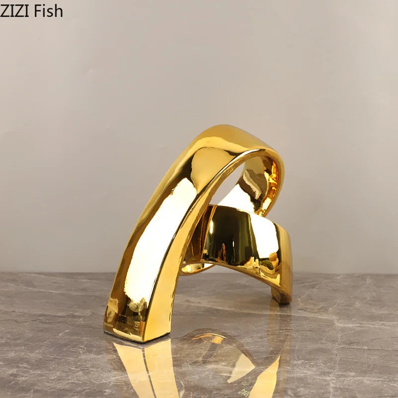Afralia™ Twisted Circular Ring Sculpture Desk Decoration | Abstract Room Aesthetics Décor