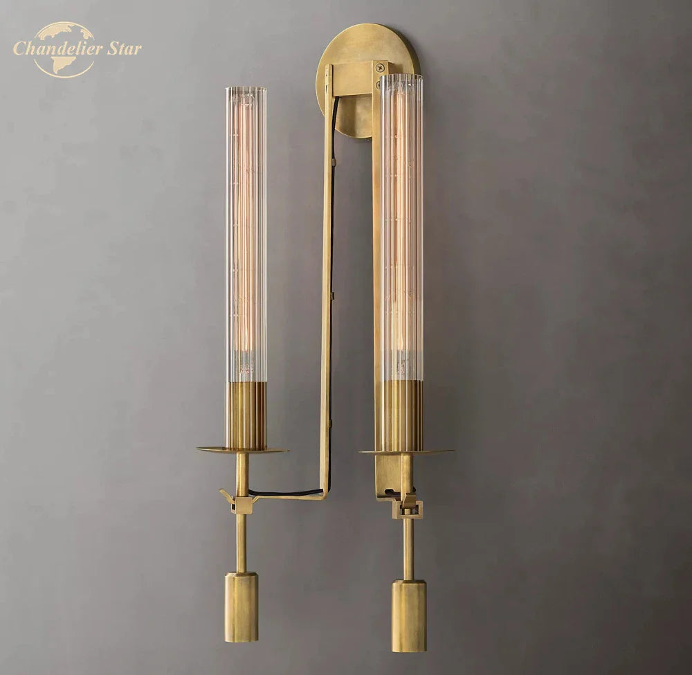 Afralia™ Glass Double Sconce LED Wall Light Retro Fixture Lighting