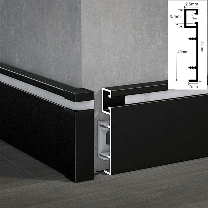 Afralia™ LED Skirting Profile: Hidden Corner Recessed Aluminum Baseboard Light Strip