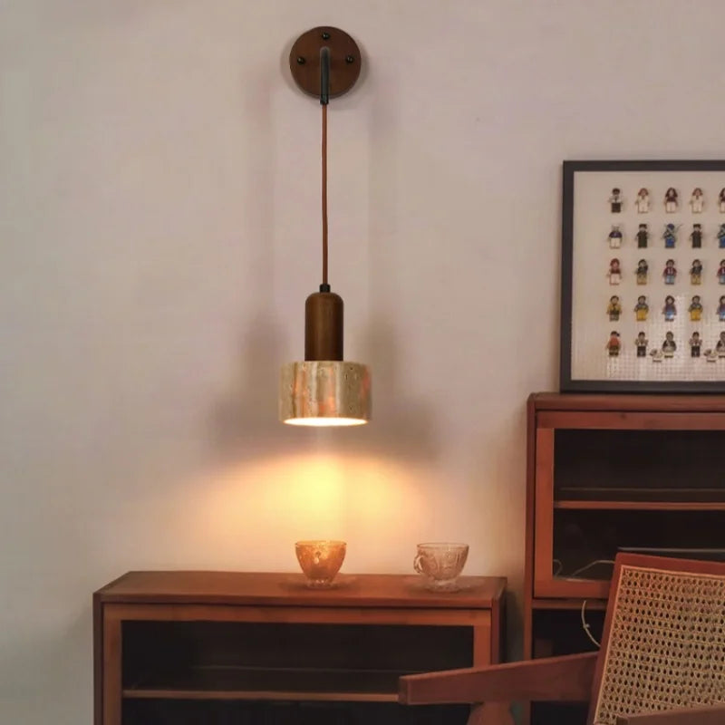 Afralia™ Yellow Travertine LED Wall Lamp for Home Decor