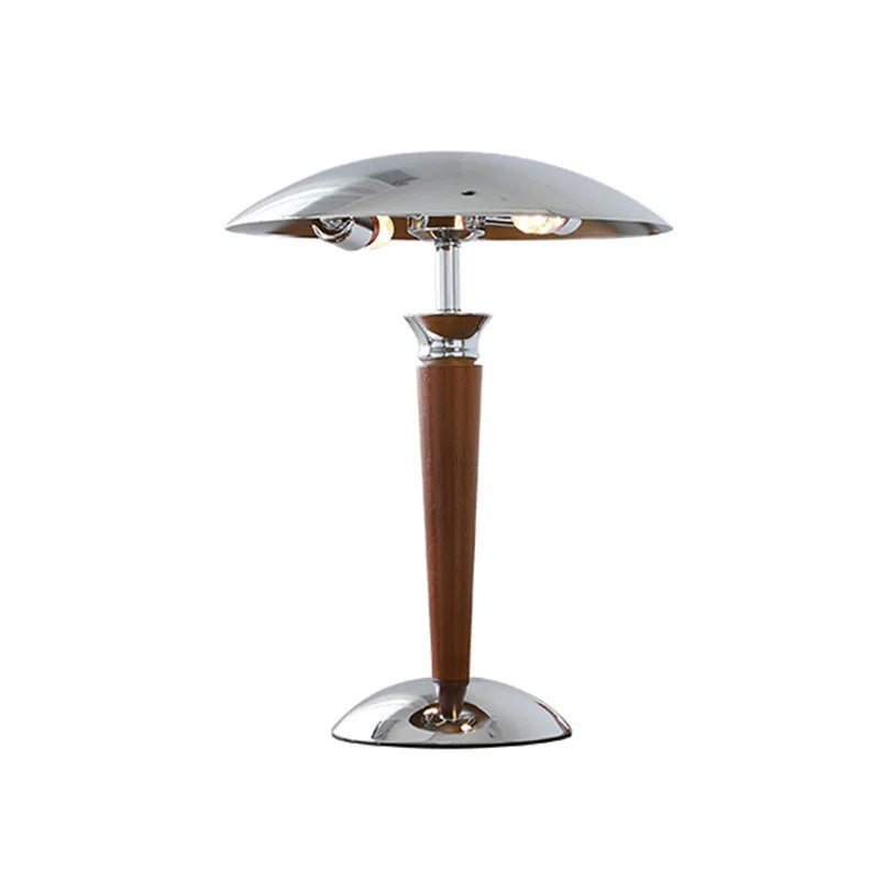 Afralia™ Scandinavia Chrome Desk Lamp Wood Bracket - Stylish Lighting Fixture