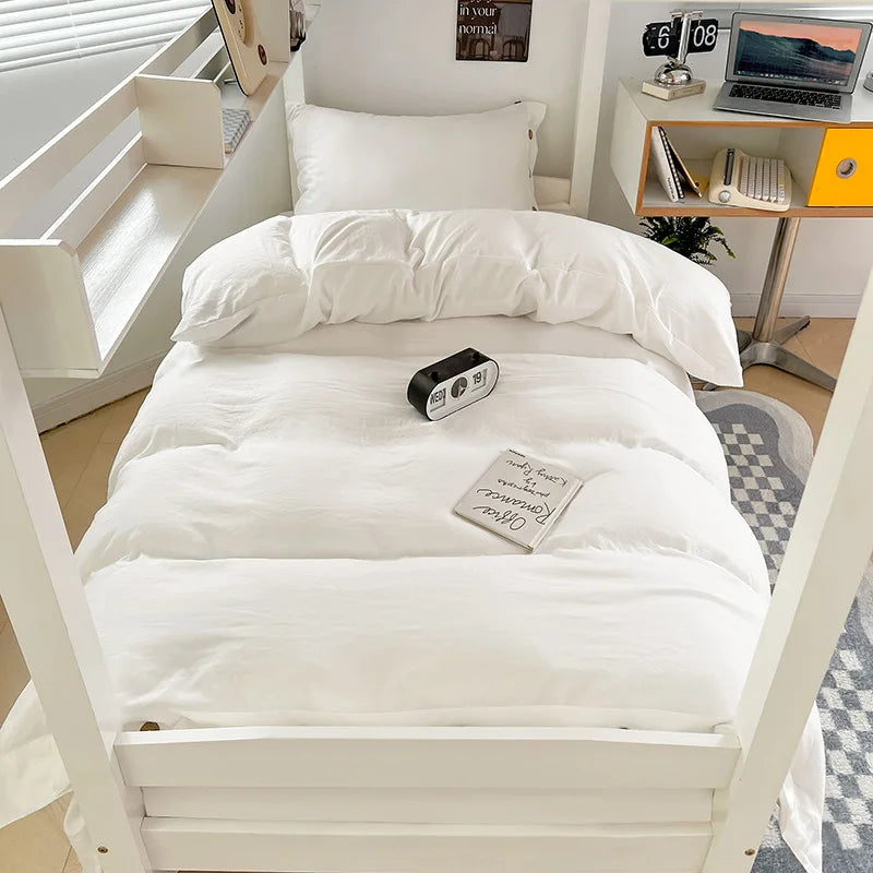 Afralia™ Nordic Solid Color Fitted Sheet Bedding Set - Skin Friendly & All Season Bed Linens