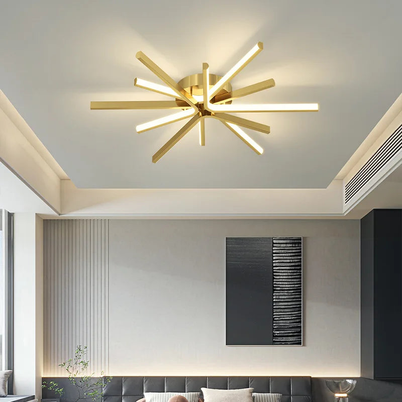 Afralia™ Copper Strip LED Ceiling Lamp - Modern Minimalist Luxury Lighting for Living Room