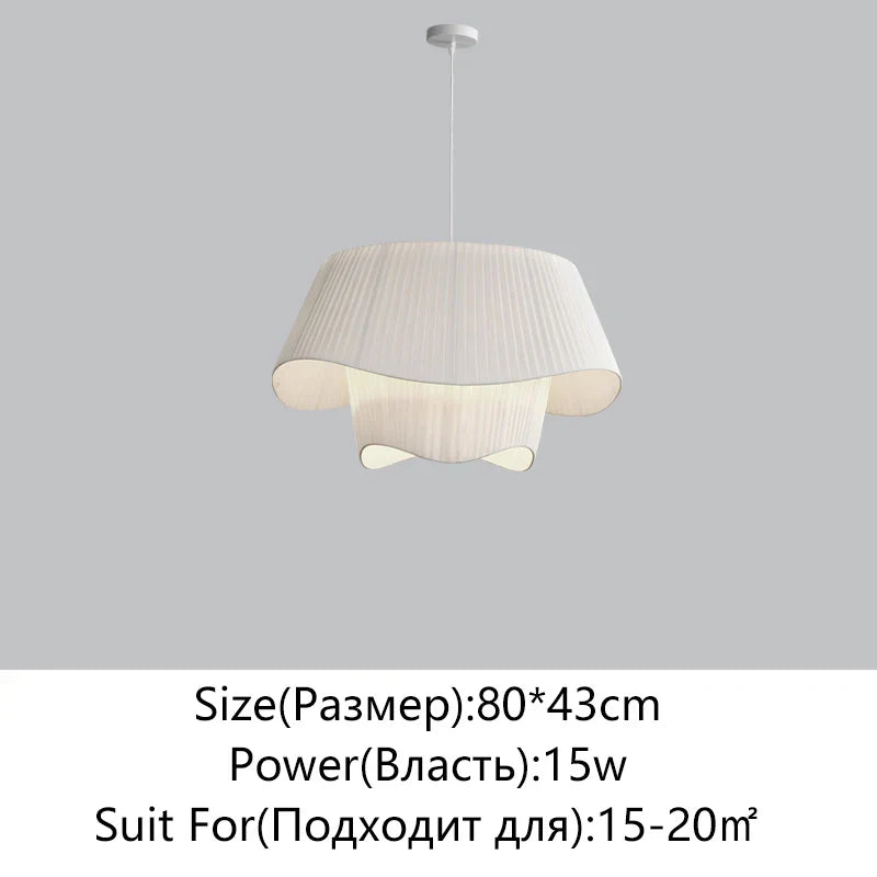 Afralia™ Cream Fabric Chandelier: Retro Nordic Attic Light for Bedroom, Living Room, Dining Room