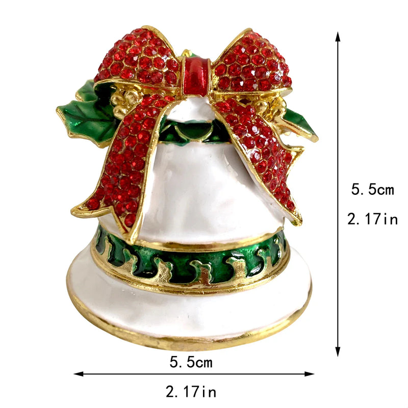 Afralia™ Christmas Bell Trinket Box: Miniature Figurine Ornament Souvenir & Jewelry Storage