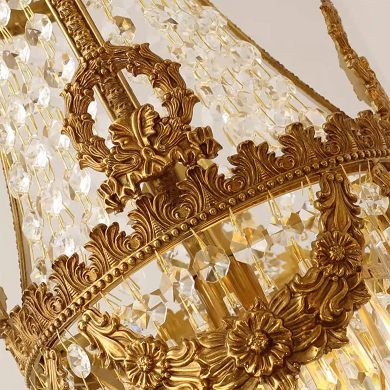 Afralia™ Royal Crown Crystal Drop Pendant Chandelier