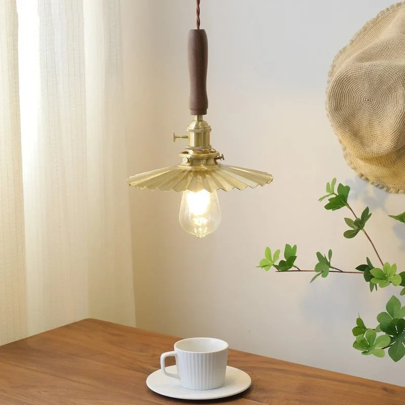 Afralia™ Copper Walnut LED Pendant Lights, Modern Hanging Lamp for Hallway, Bedroom, Dining Room