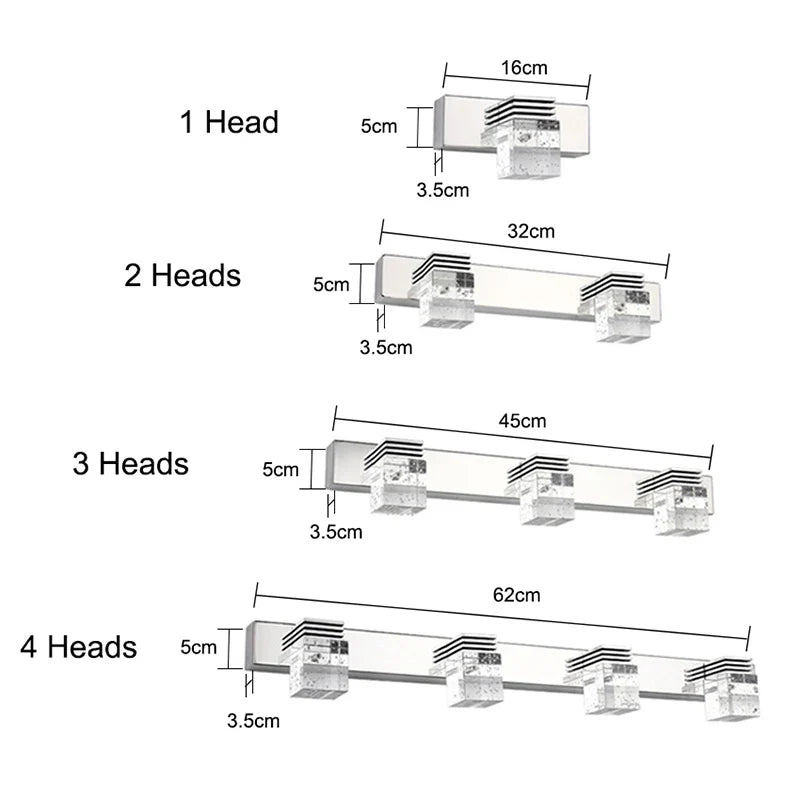 Afralia™ Modern 4-Head Crystal Wall Lamp for Bathroom and Bedroom