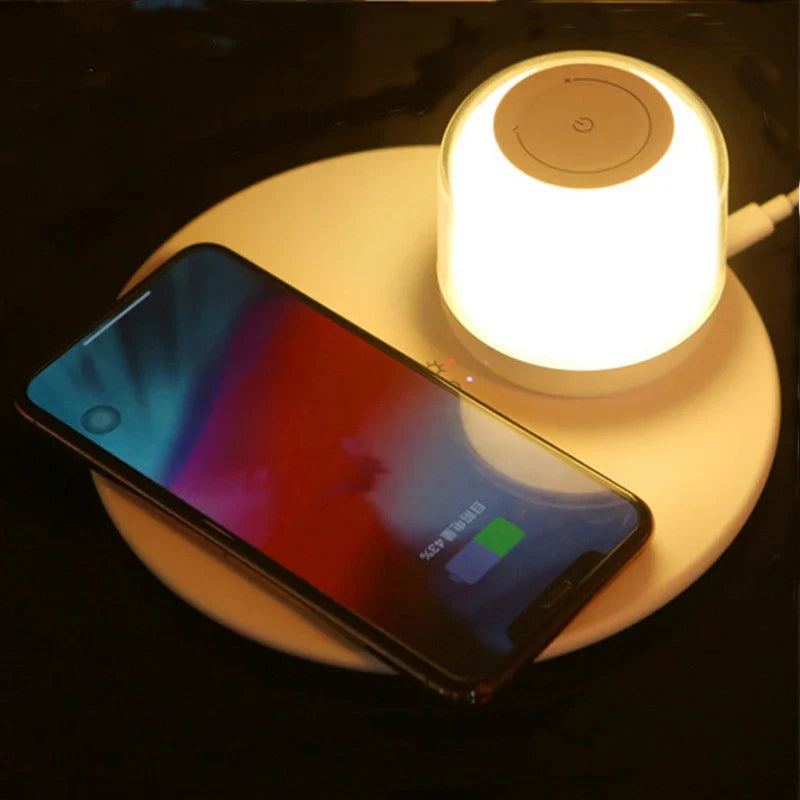 Afralia™ LED Light Wireless Charger Table Lamp for iPhone Samsung Huawei - Wireless Charging Pad