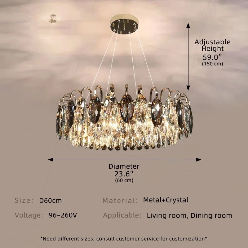 Afralia™ Crystal Chandelier Pendant Light Modern Minimalist Luxury Lighting
