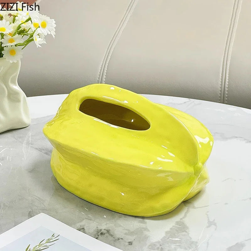 Afralia™ Starfruit Ceramic Tissue Box - Coffee Table and Bedside Decoration