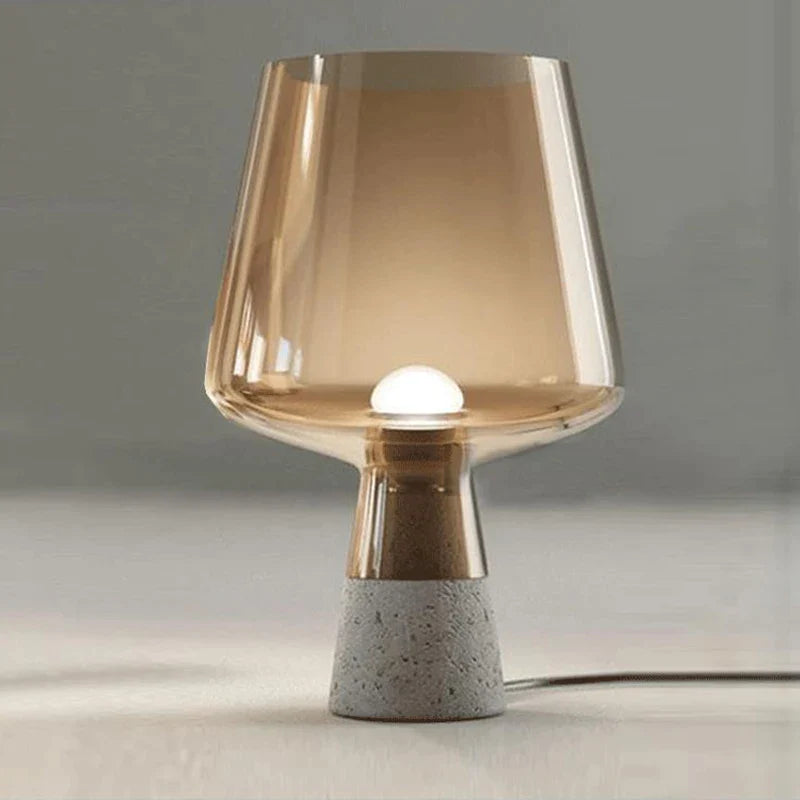 Afralia™ Leimu Amber Glass Table Lamp: Modern Nordic Design for Bedroom Living Room Decor