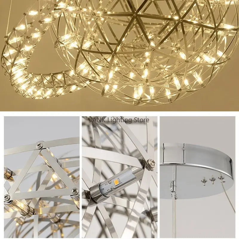 Afralia™ Raimond Satellite LED Chandelier Stainless Steel Ceiling Lamp