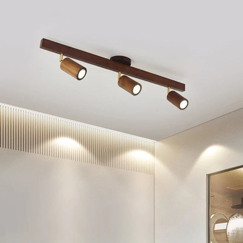 Afralia™ Wood Grain LED Ceiling Chandelier Spotlight for Living Room Bedroom Kitchen Fixture