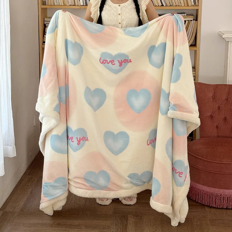 Afralia™ Korean Cartoon Plush Blanket, Soft Nap Sofa Cover for Home Dormitory
