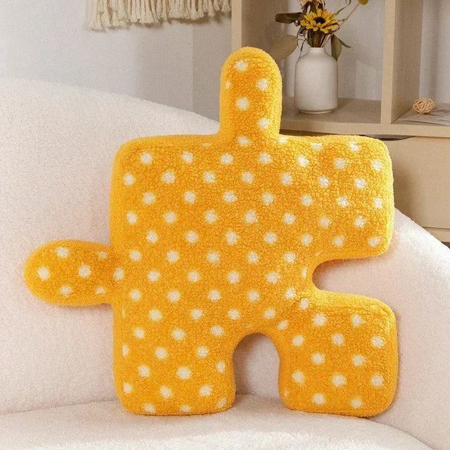 Afralia™ Teddy Velvet Jigsaw Seat Cushion - Plush Home Decor Throw Pillow