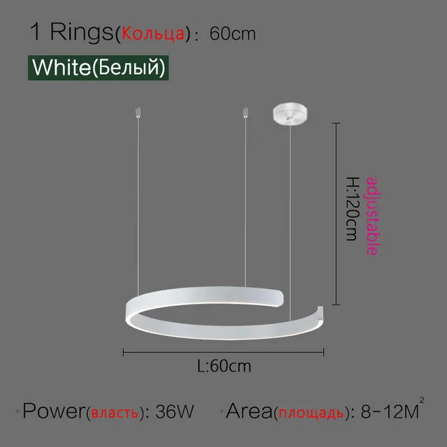 Afralia™ Nordic Ring LED Pendant Chandelier for Home Living Dining Kitchen Lighting