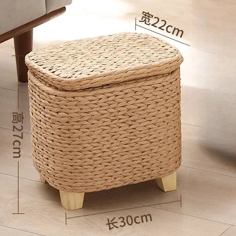 Afralia™ Rattan Wicker Ottoman Shoe Cabinet Storage Stool & Footrest
