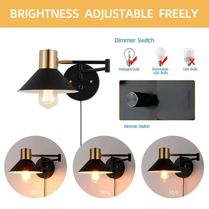 Afralia™ Dimmable Wall Lamp with Replaceable Bulb & Adjustable Angle