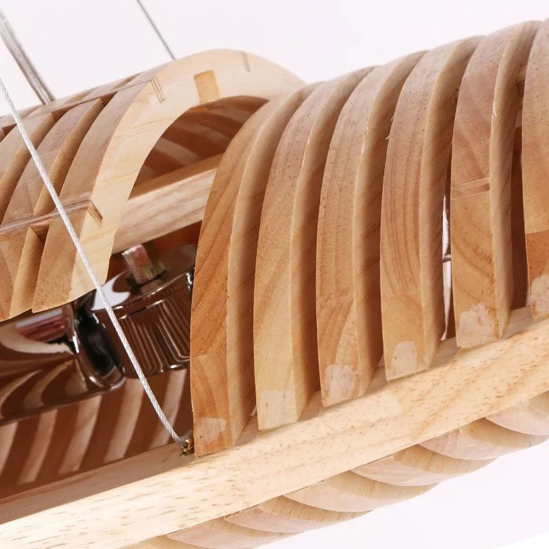 Afralia™ Solid Wood Ceiling Chandelier - Elegant Indoor Lighting for Living & Dining Room
