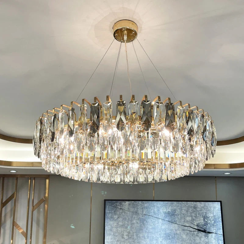 Afralia™ Gold Crystal Chandelier: Luxury Lighting for Dining Living Bedroom Kitchen Island
