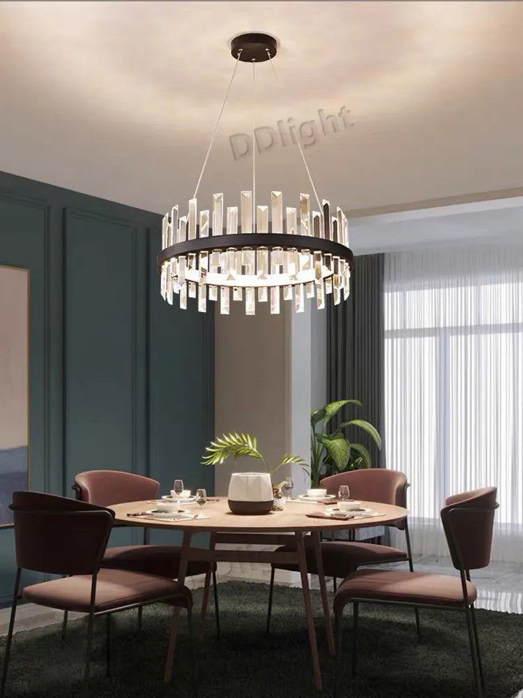Afralia™ Crystal Industrial Pendant Lamps Set for Modern Living Room Bedroom Kitchen Decor