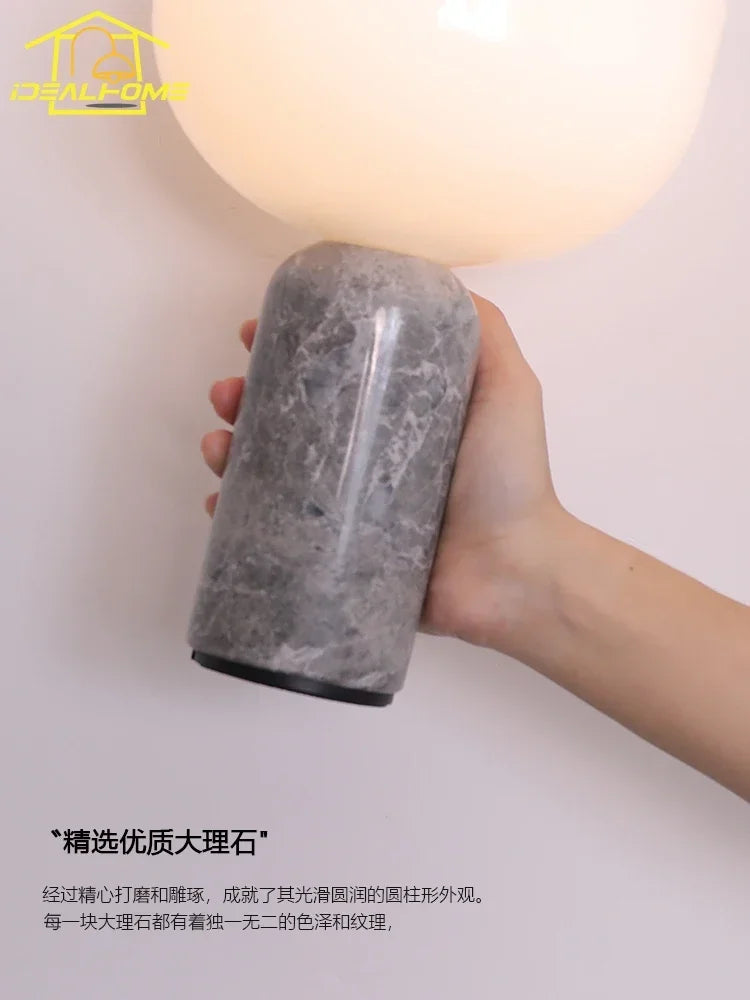 Afralia™ Marble Table Lamp with USB Charging and Touch Switch
