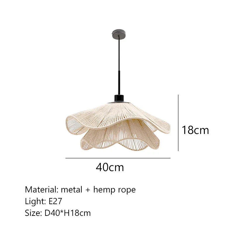 Afralia™ Hemp Rope Ceiling Chandelier, Nordic Minimalist LED Pendant Lights for Dining Room