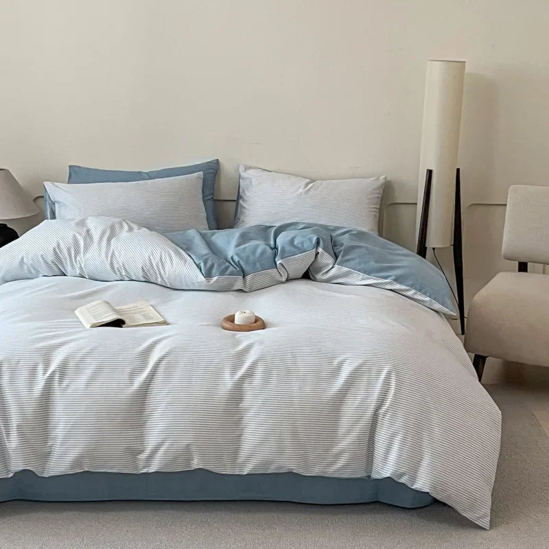 Afralia™ Geometric Pattern Cotton Fitted Sheet Set, King/Queen Bed Comfort Bedding