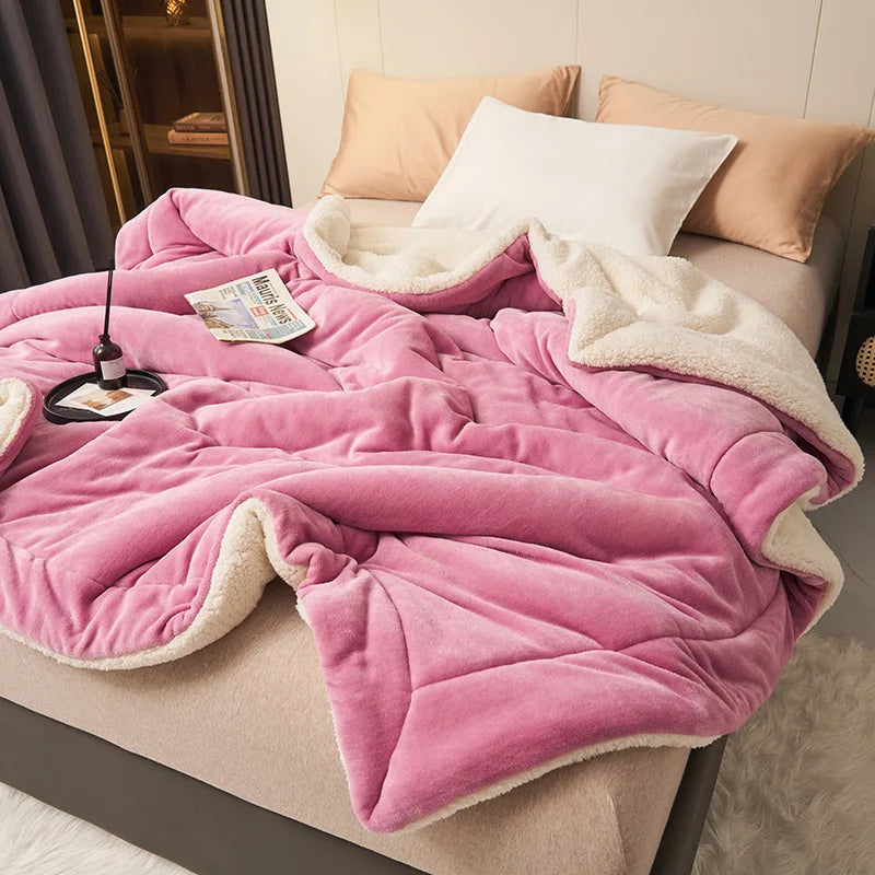 Afralia™ Warm Lamb Fleece Double Layer Blanket - Thick Milk Velvet Quilt