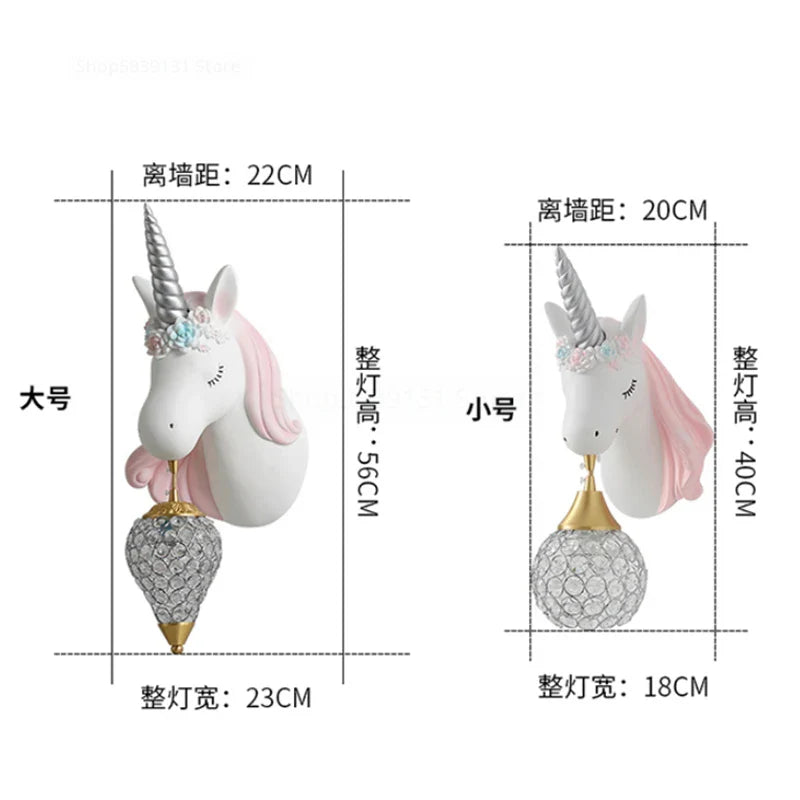 Afralia™ Nordic Unicorn Wall Lamp for Kids Room, Modern Cartoon Sconce Light