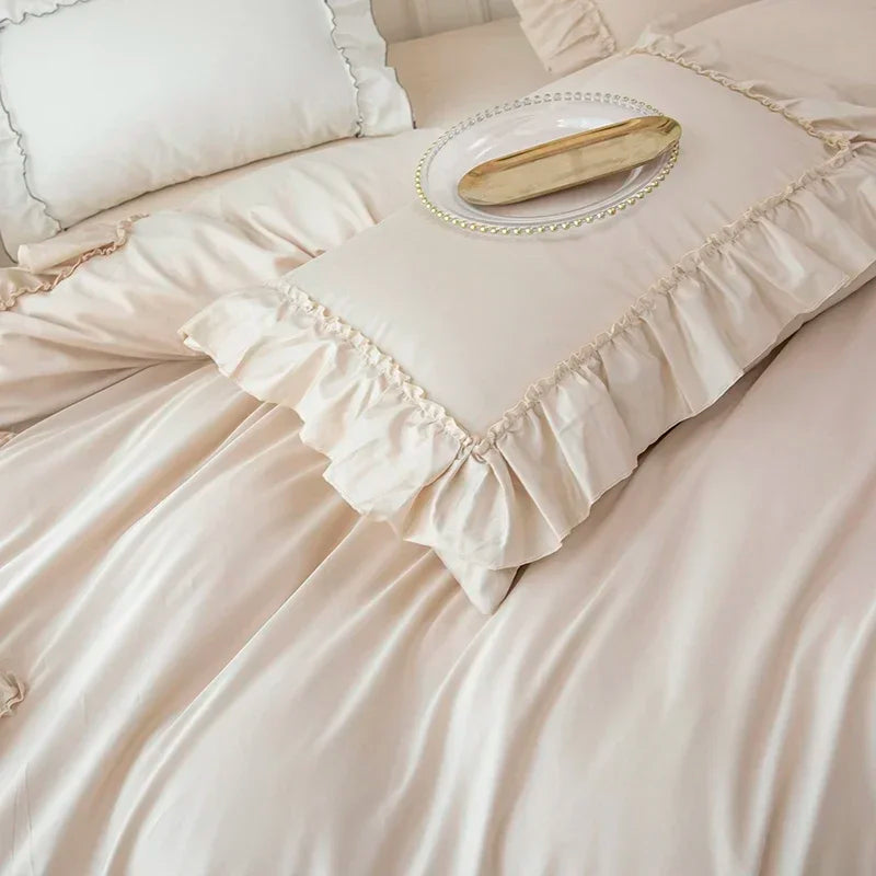 Afralia™ Princess Cotton Bedding Set: King Queen Twin Double Size Duvet Cover Sets