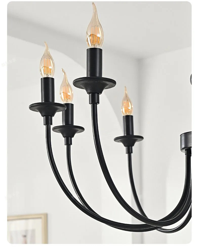 Afralia™ Black Metal Chandelier 8 Heads Pendant Lights for Home Decor