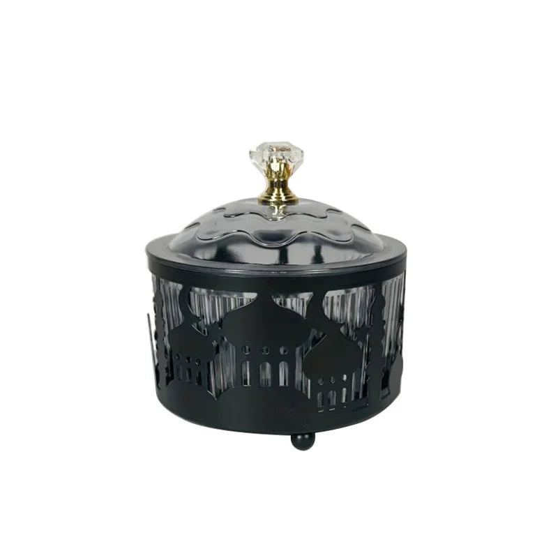 Afralia™ Eid Mubarak Metal Fruit Snack Tray: Castle Tea Tray with Lid