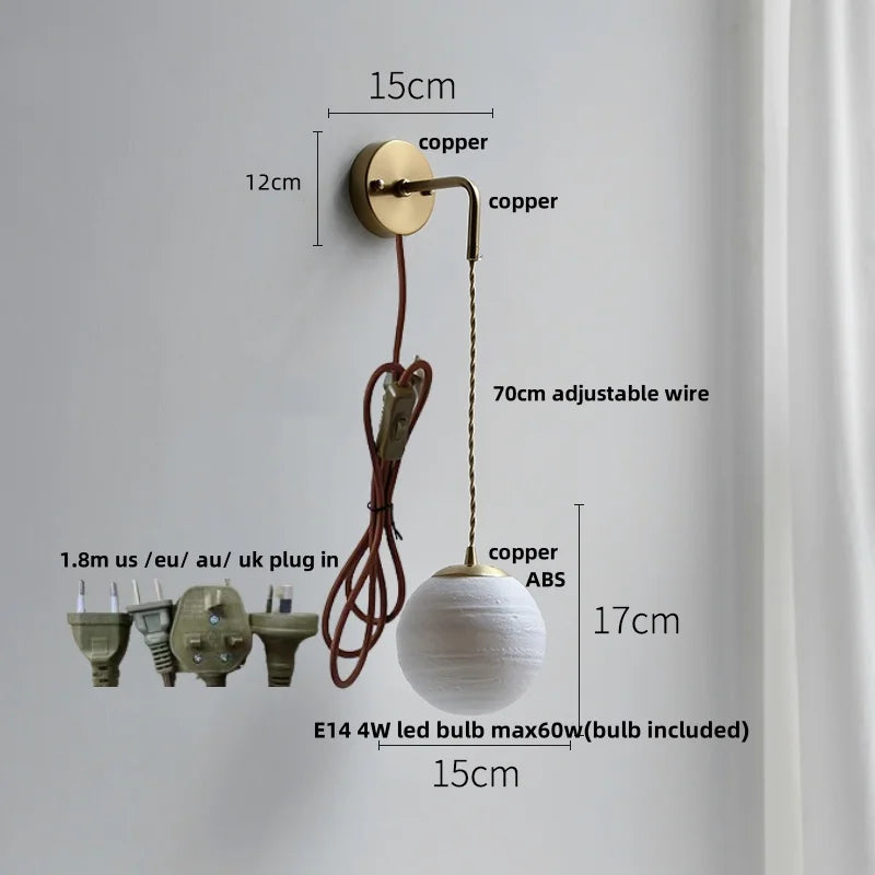 Afralia™ Moon ABS LED Wall Light Fixture, Adjustable Nordic Modern Bedside Lamp