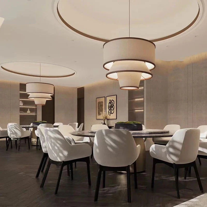 Afralia™ Wabi Sabi Fabric Ceiling Chandelier LED Pendant Lamp for Living Dining Room