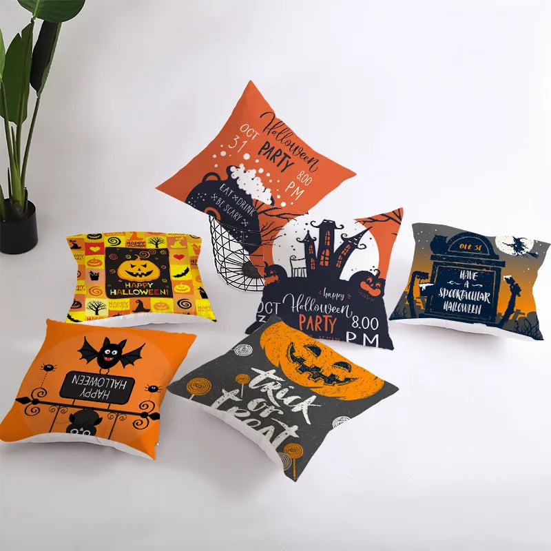 Afralia™ Pumpkin Stripe Halloween Pillowcase Home Decor - Polyester Cushion Cover for Sofa