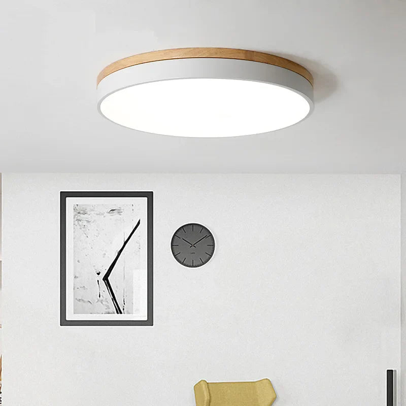 Afralia™ Macaron Nordic Wood LED Ceiling Light for Home Décor Lighting Fixtures