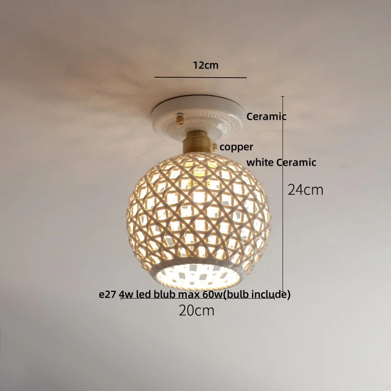 Afralia™ White Ceramic LED Ceiling Light Fixture Nordic Modern Home Decor Lighting Plafond Lamp
